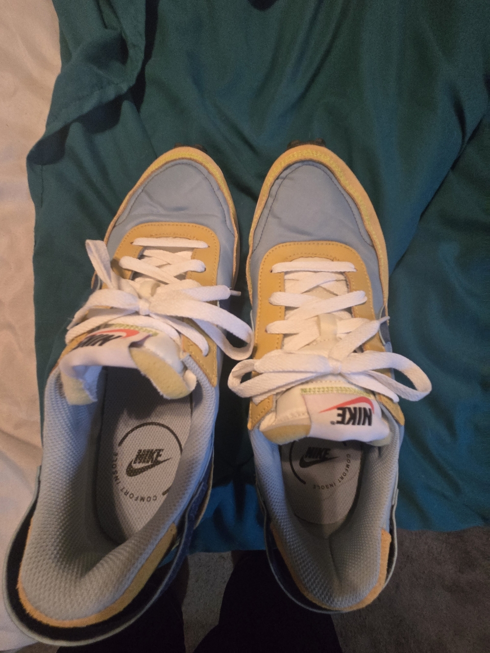 Nike Men’s Waffel Runner Sneakers — Light Blue & Yellow. Worn 1x - Picture 4 of 5
